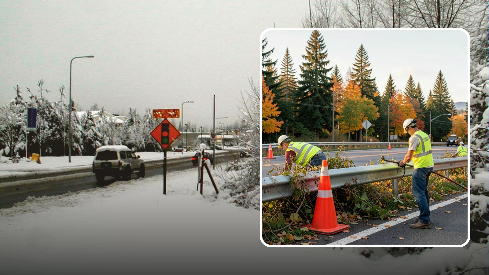Guardrail Vegetation Clearing in Newcastle, King County, WA - Vegetation clearing behind and beneath guardrail that preserves barrier function and enables inspection access.
