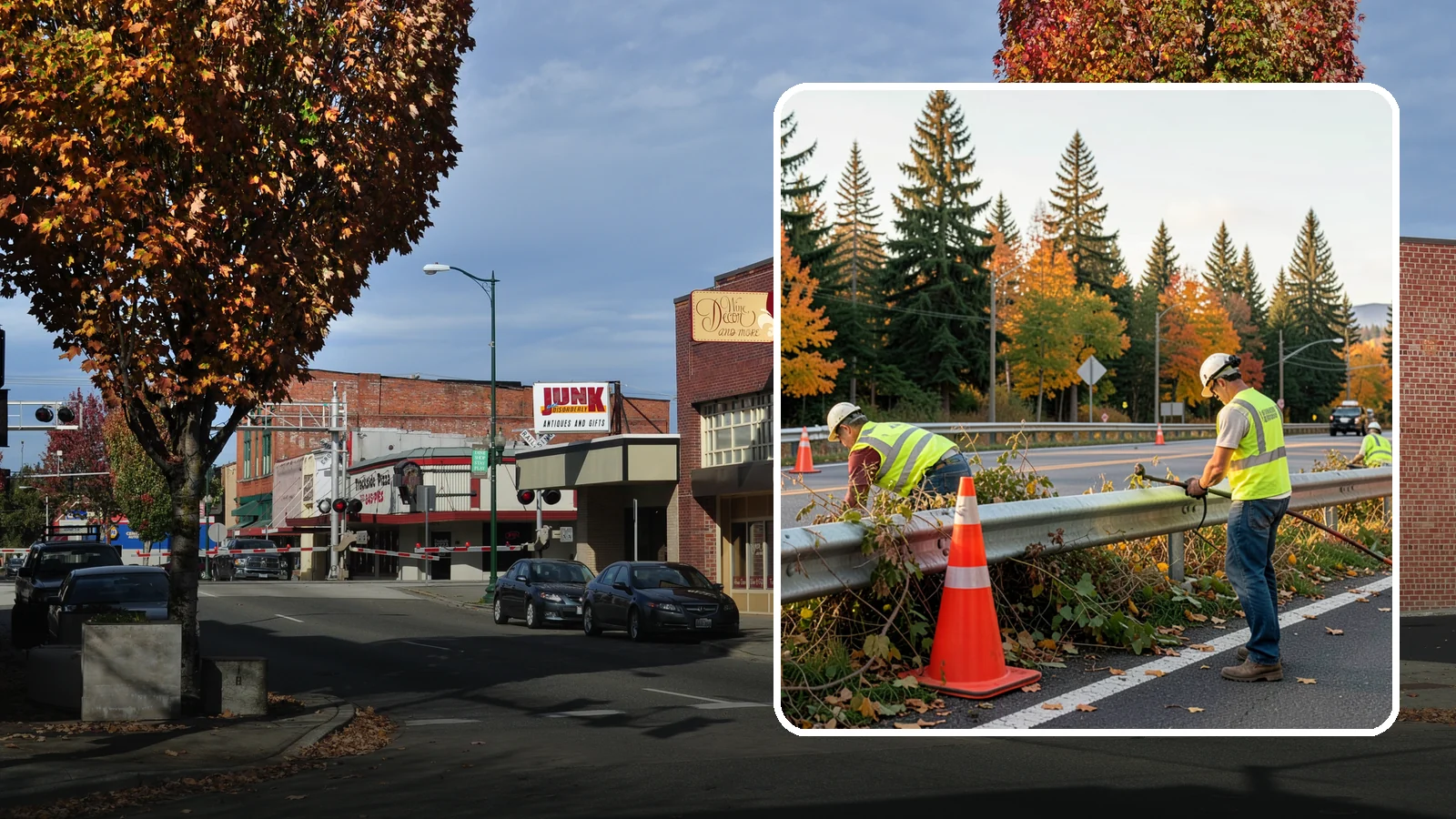 Guardrail Vegetation Clearing in Puyallup, Pierce County, WA - Vegetation clearing behind and beneath guardrail that preserves barrier function and enables inspection access.
