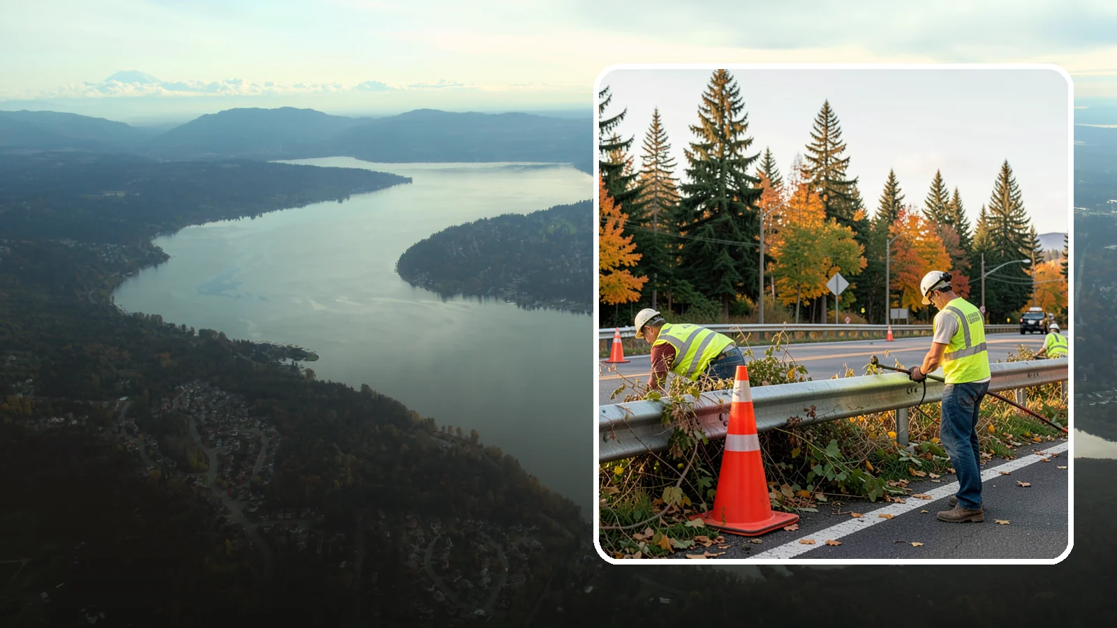 Guardrail Vegetation Clearing in Sammamish, King County, WA - Vegetation clearing behind and beneath guardrail that preserves barrier function and enables inspection access.