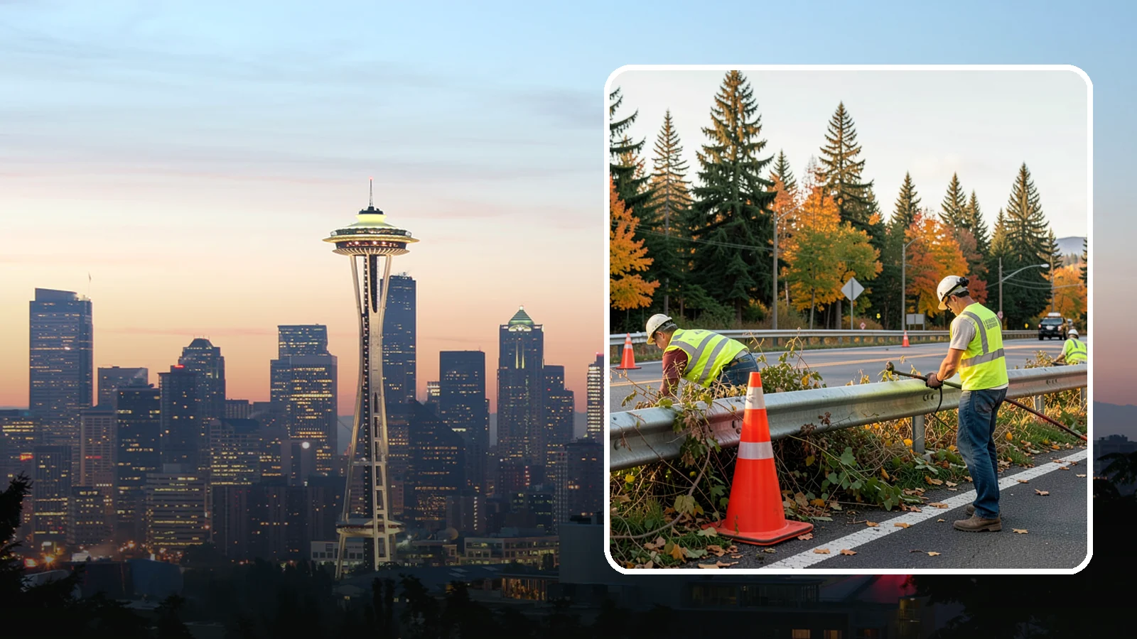 Guardrail Vegetation Clearing in Seattle, King County, WA - Vegetation clearing behind and beneath guardrail that preserves barrier function and enables inspection access.