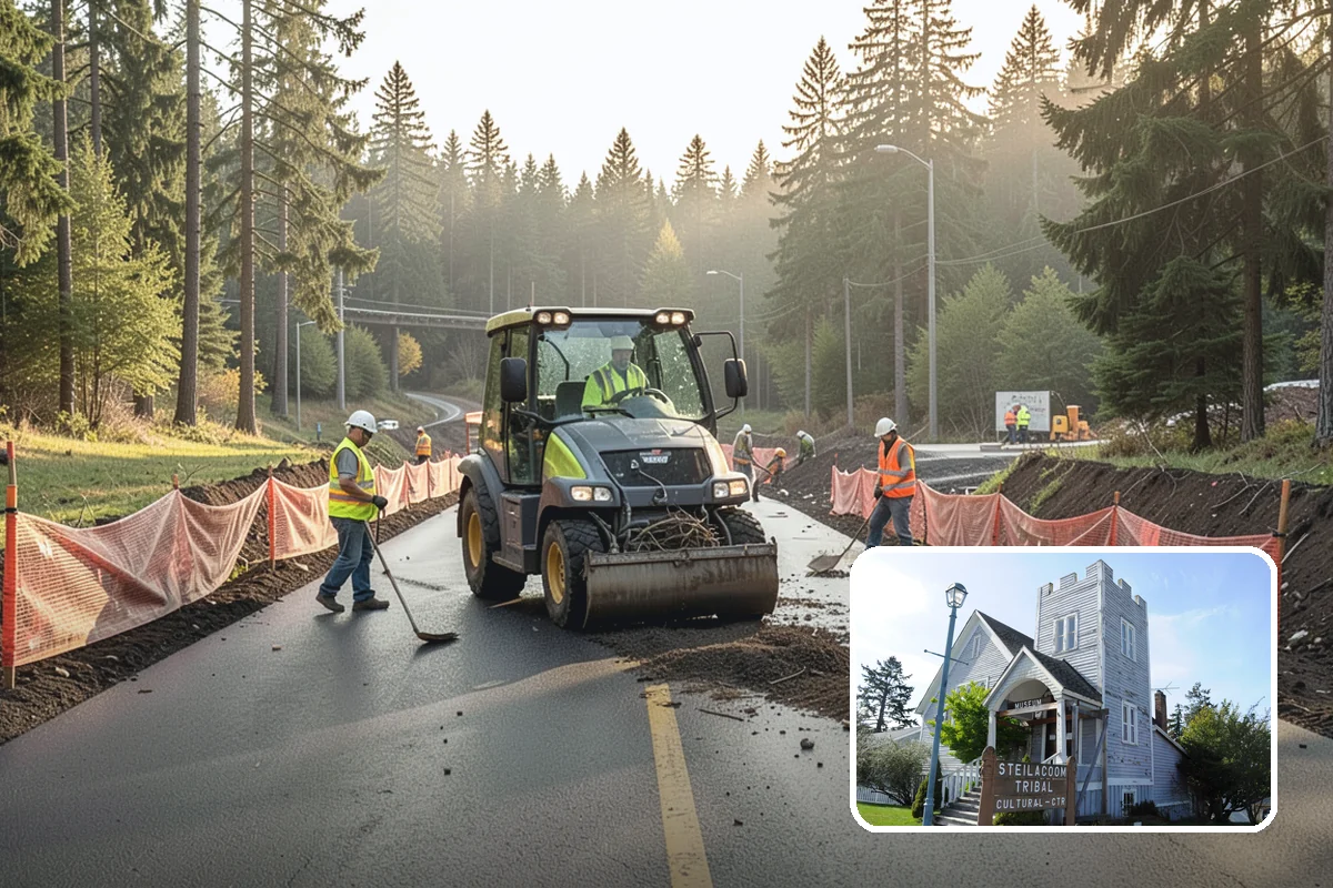 Guardrail Vegetation Clearing in Steilacoom, Pierce County, WA - Extends guardrail life by keeping post and rail zones dry