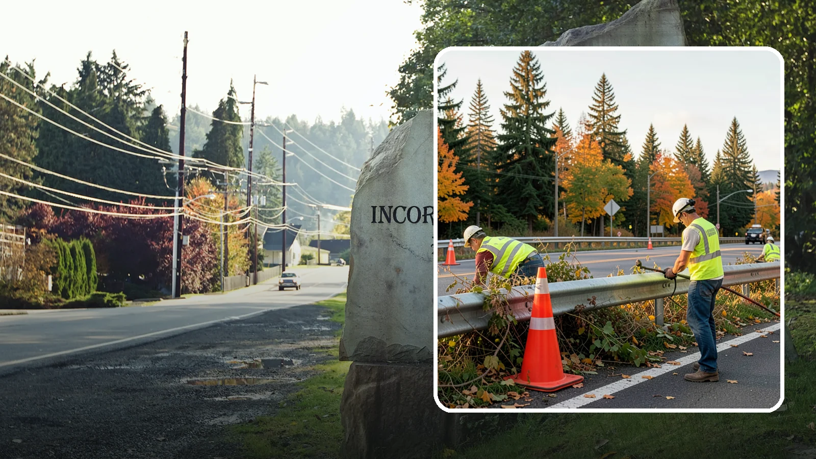 Guardrail Vegetation Clearing in Wilkeson, Pierce County, WA - Vegetation clearing behind and beneath guardrail that preserves barrier function and enables inspection access.