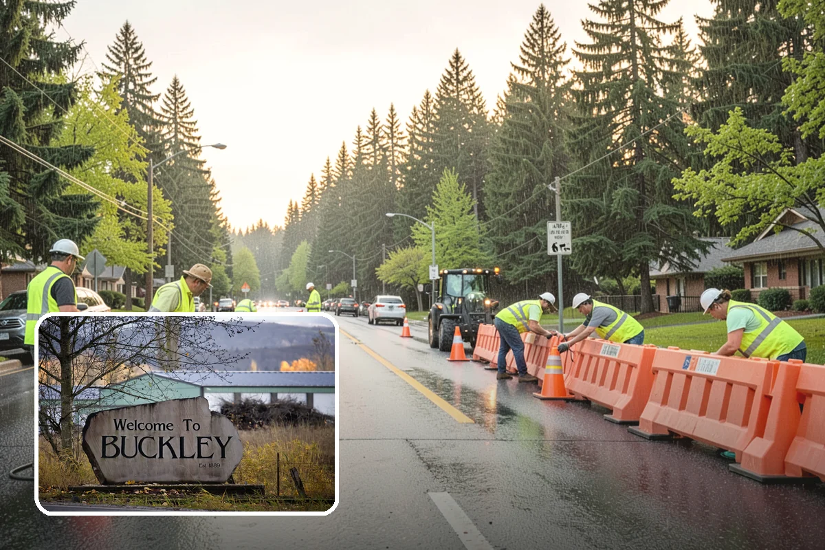 Gutter Cleaning in Buckley, Pierce County, WA - Keeps runoff flowing to inlets and prevents intersection flooding