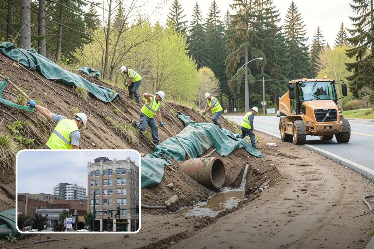 Gutter Cleaning in Everett, Snohomish County, WA - Keeps runoff flowing to inlets and prevents intersection flooding