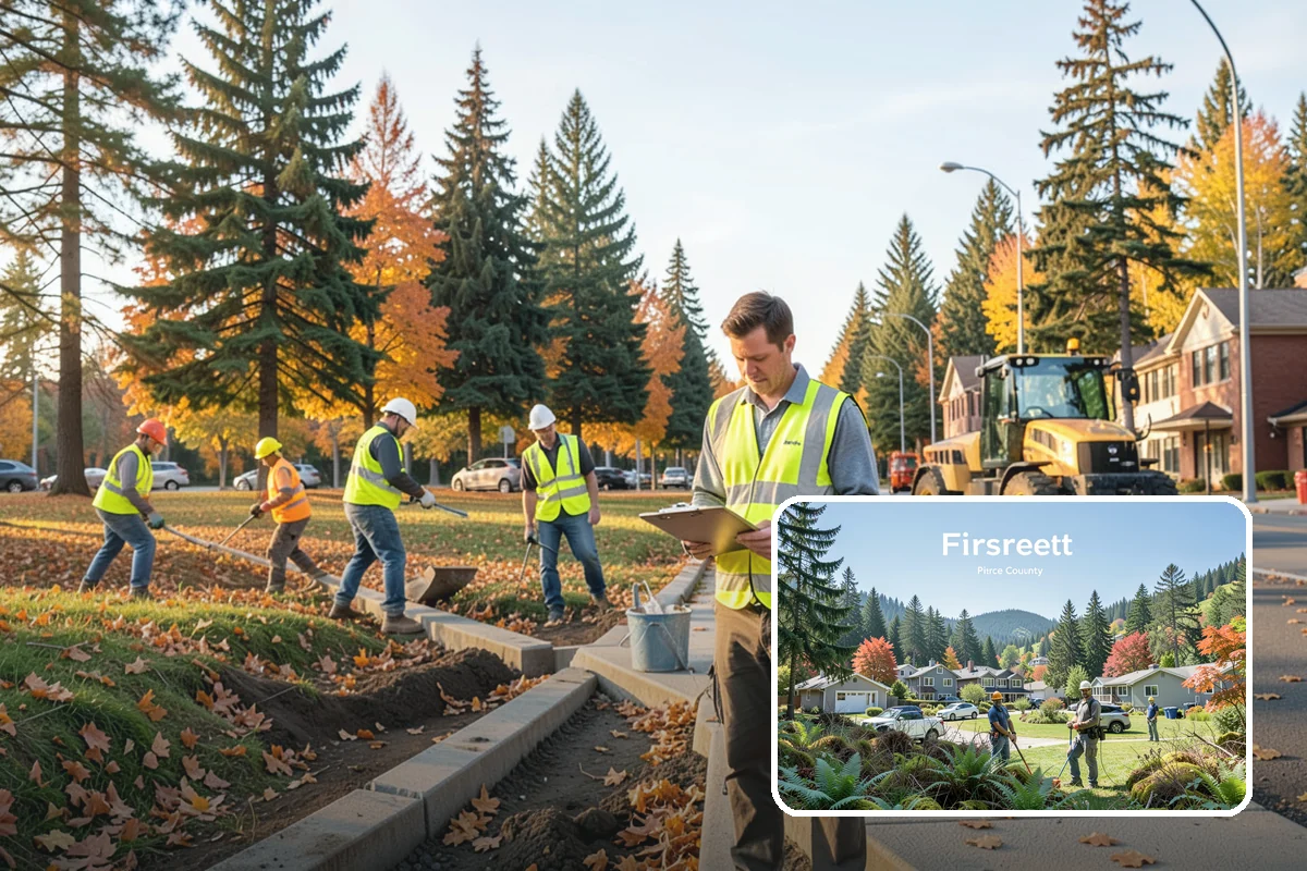 Gutter Cleaning in Fircrest, Pierce County, WA - Keeps runoff flowing to inlets and prevents intersection flooding