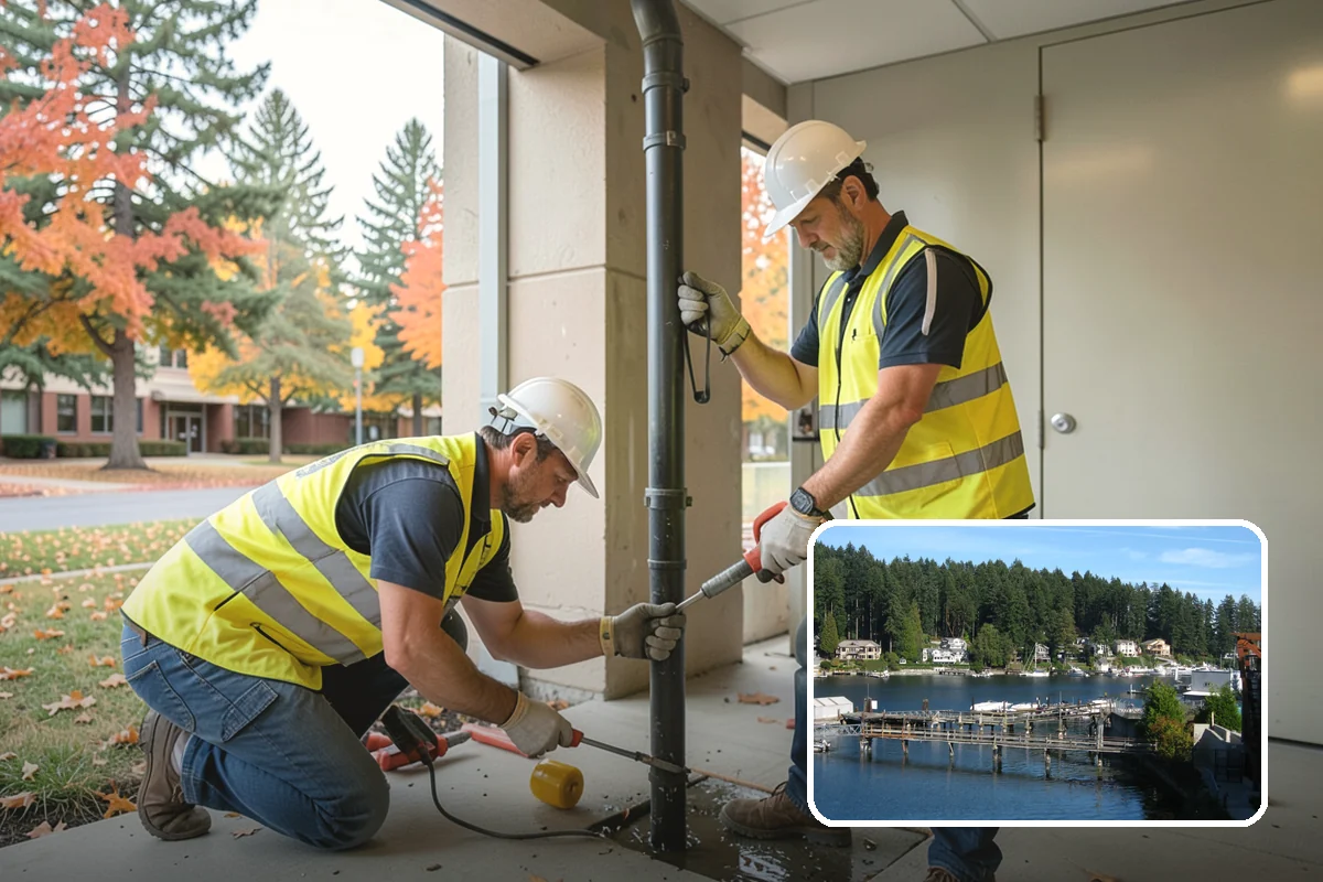Gutter Cleaning in Gig Harbor, Pierce County, WA - Keeps runoff flowing to inlets and prevents intersection flooding