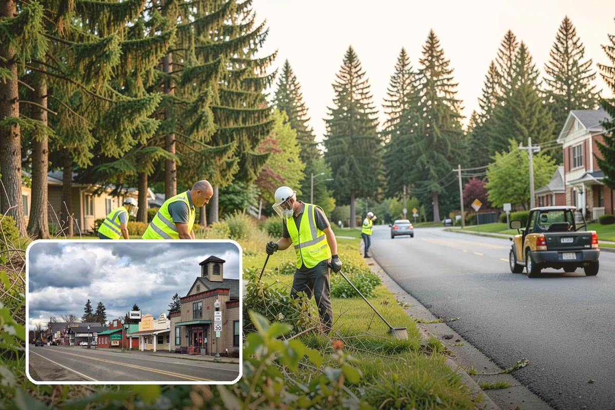 Gutter Cleaning in Roy, Pierce County, WA - Keeps runoff flowing to inlets and prevents intersection flooding