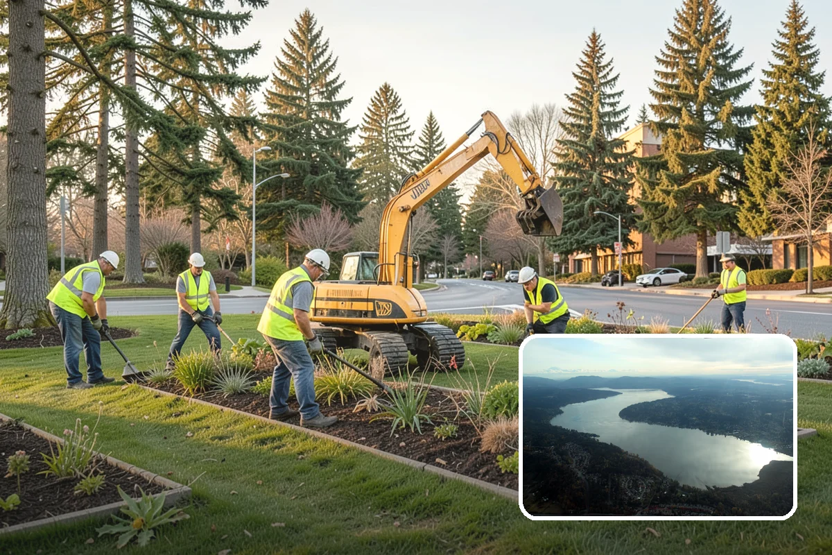 Gutter Cleaning in Sammamish, King County, WA - Keeps runoff flowing to inlets and prevents intersection flooding