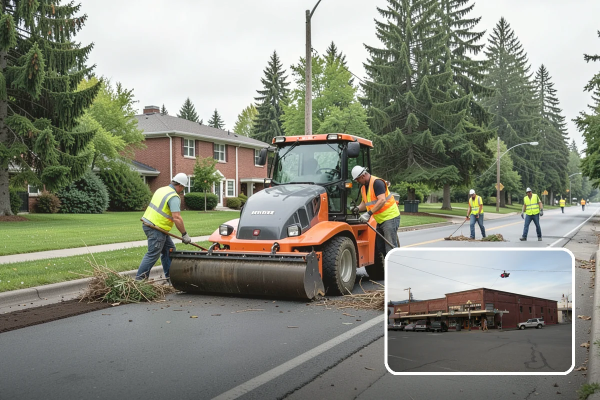 Gutter Cleaning in Sedro-Woolley, Skagit County, WA - Keeps runoff flowing to inlets and prevents intersection flooding