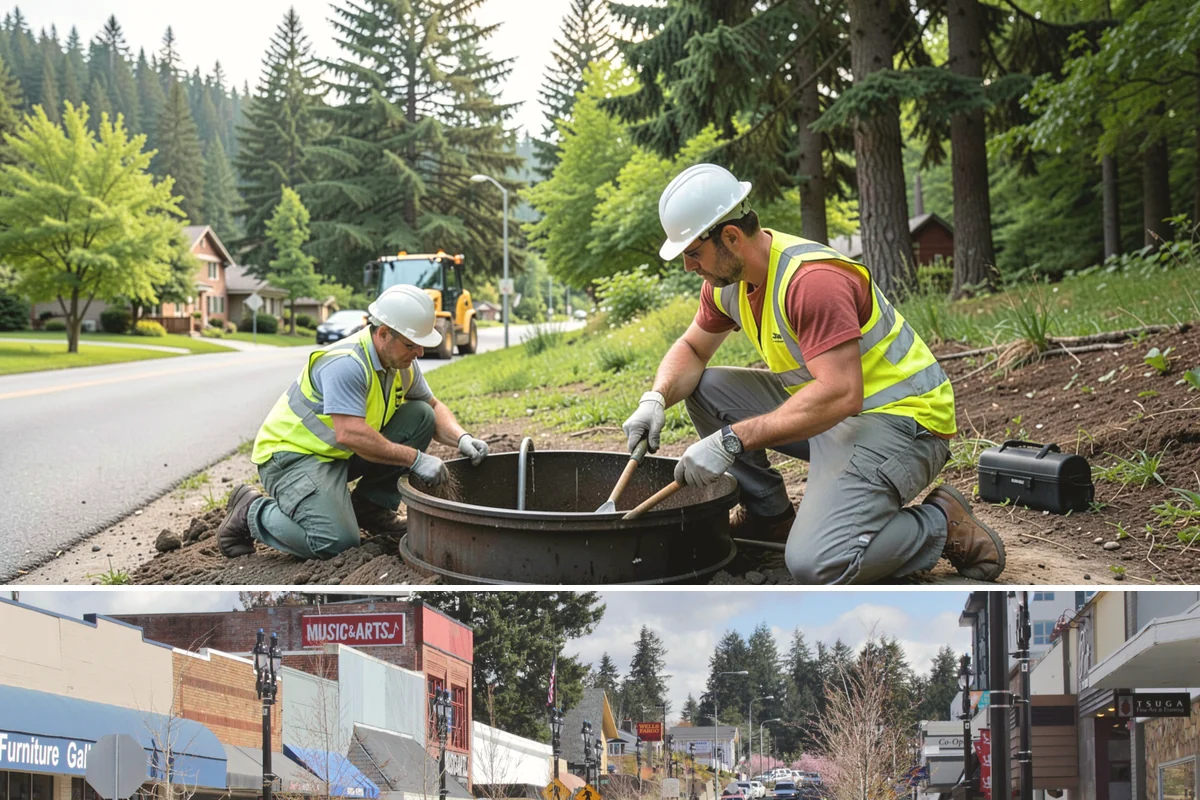Handrail Installation in Bothell, King County, WA - Handrail installation proceeds year-round, with anchoring into new concrete timed after adequate cure in drier months.
