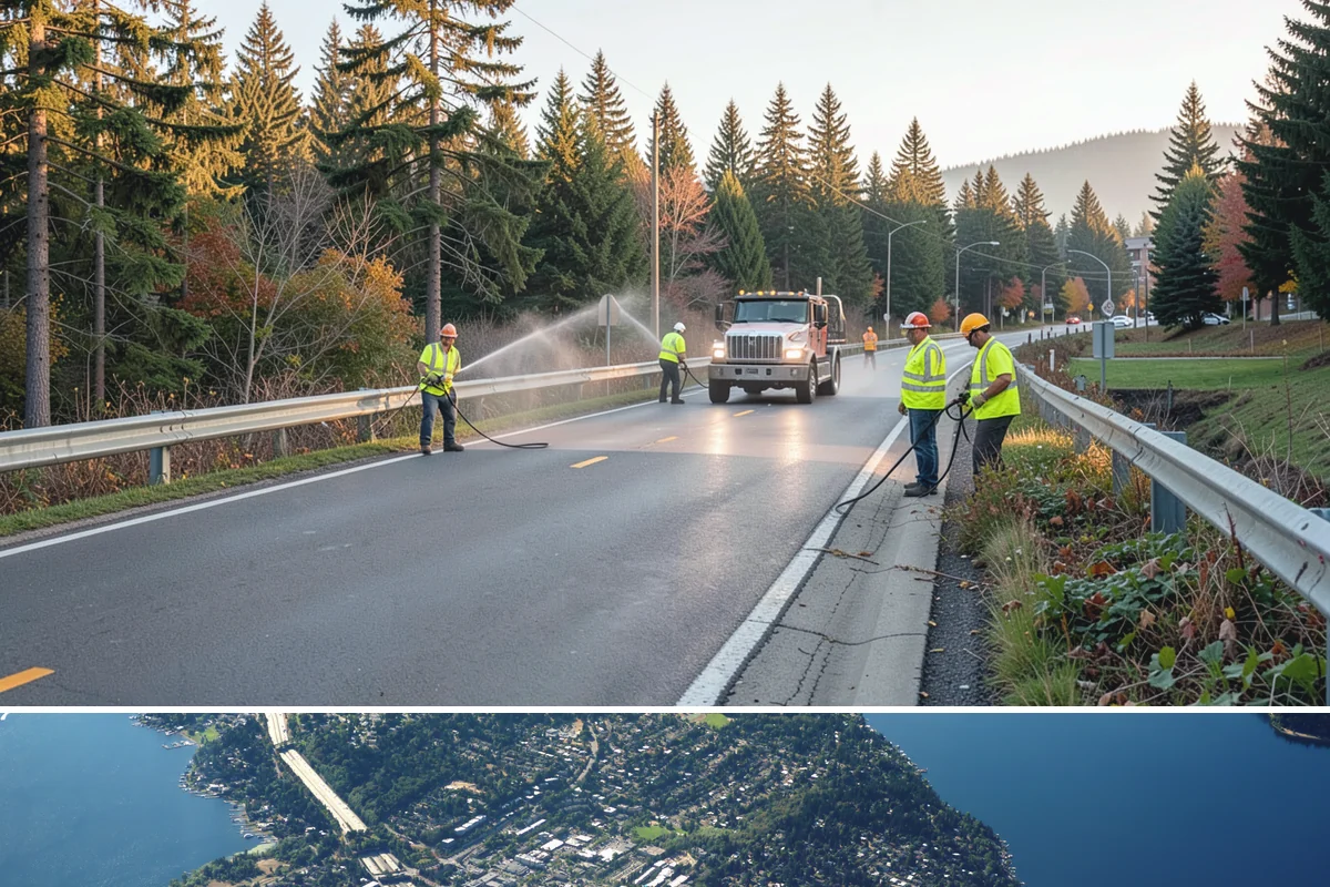 Handrail Installation in Mercer Island, King County, WA - Handrail installation proceeds year-round, with anchoring into new concrete timed after adequate cure in drier months.