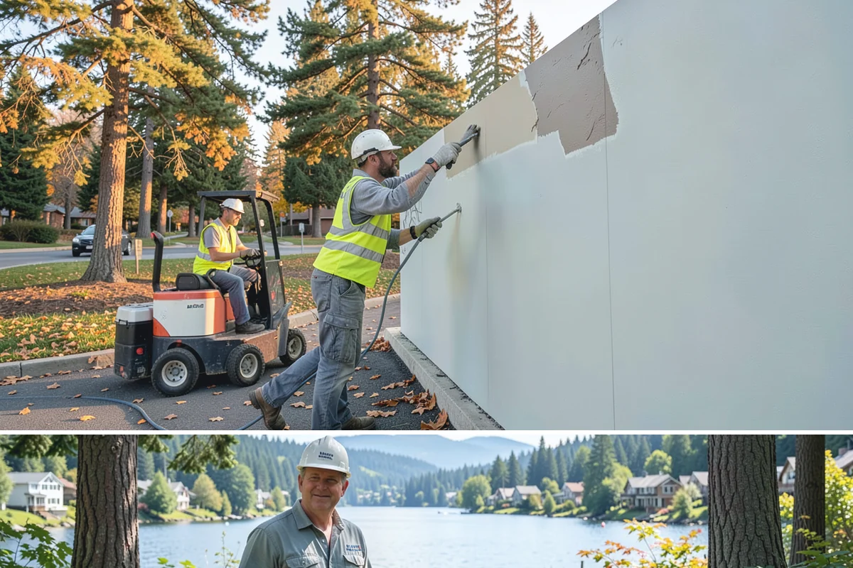 Handrail Installation in Milton, King County, WA - Handrail installation proceeds year-round, with anchoring into new concrete timed after adequate cure in drier months.