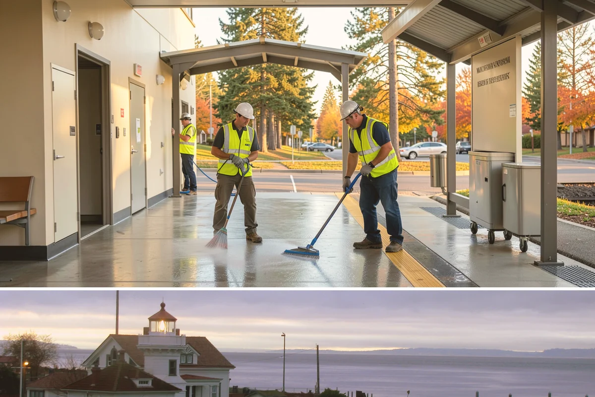 Handrail Installation in Mukilteo, Snohomish County, WA - Handrail installation proceeds year-round, with anchoring into new concrete timed after adequate cure in drier months.