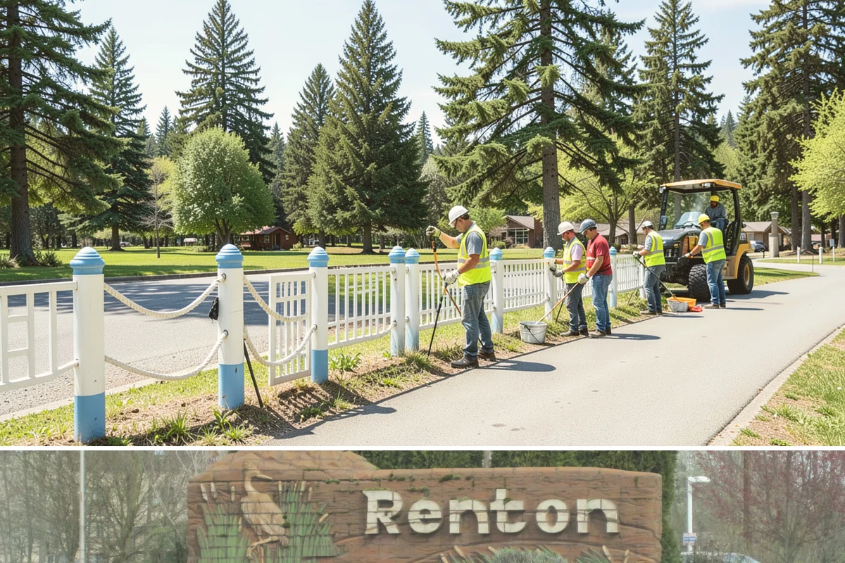 Handrail Installation in Renton, King County, WA - Handrail installation proceeds year-round, with anchoring into new concrete timed after adequate cure in drier months.