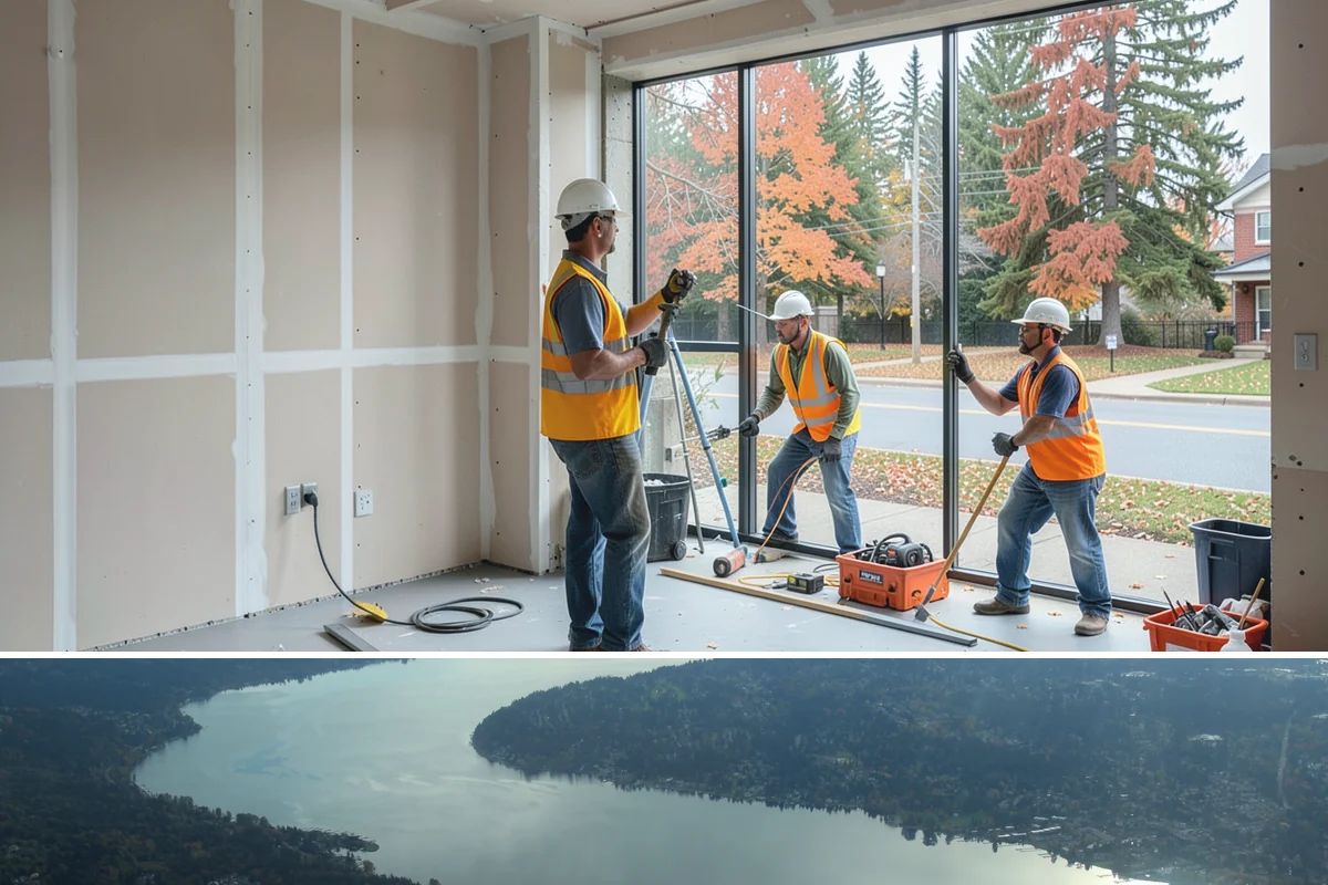 Handrail Installation in Sammamish, King County, WA - Handrail installation proceeds year-round, with anchoring into new concrete timed after adequate cure in drier months.