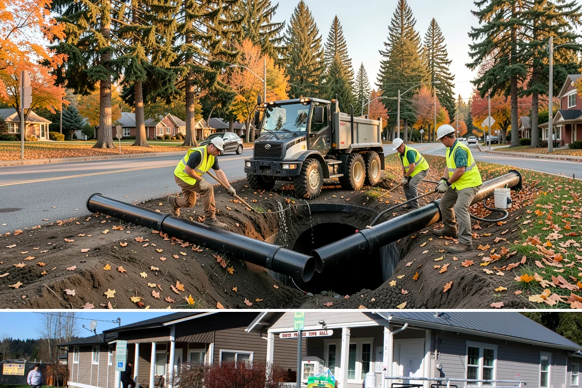 Handrail Installation in South Prairie, Pierce County, WA - Handrail installation proceeds year-round, with anchoring into new concrete timed after adequate cure in drier months.
