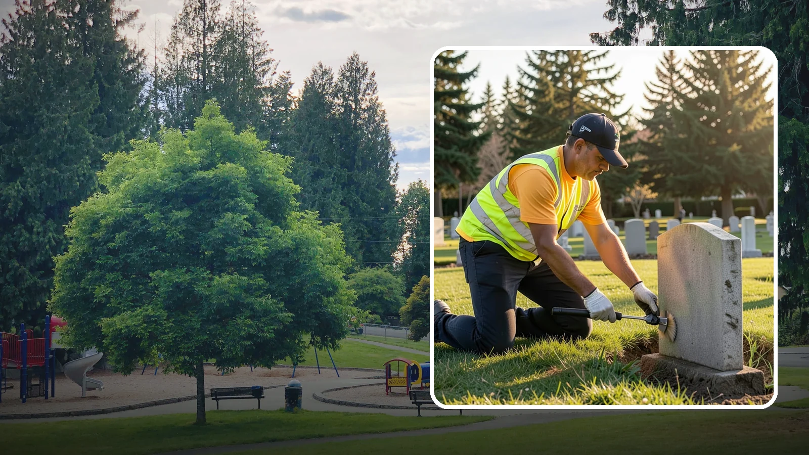 Headstone Cleaning in Bonney Lake, Pierce County, WA - Gentle, professional cleaning of headstones and grave markers for Western Washington cemeteries.