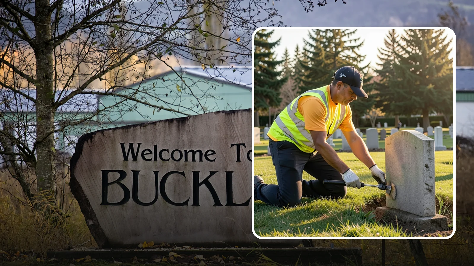 Headstone Cleaning in Buckley, Pierce County, WA - Gentle, professional cleaning of headstones and grave markers for Western Washington cemeteries.