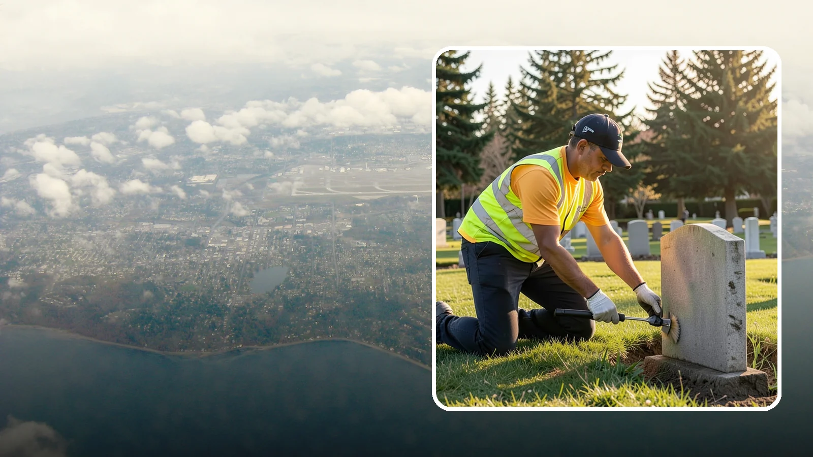 Headstone Cleaning in Burien, King County, WA - Gentle, professional cleaning of headstones and grave markers for Western Washington cemeteries.