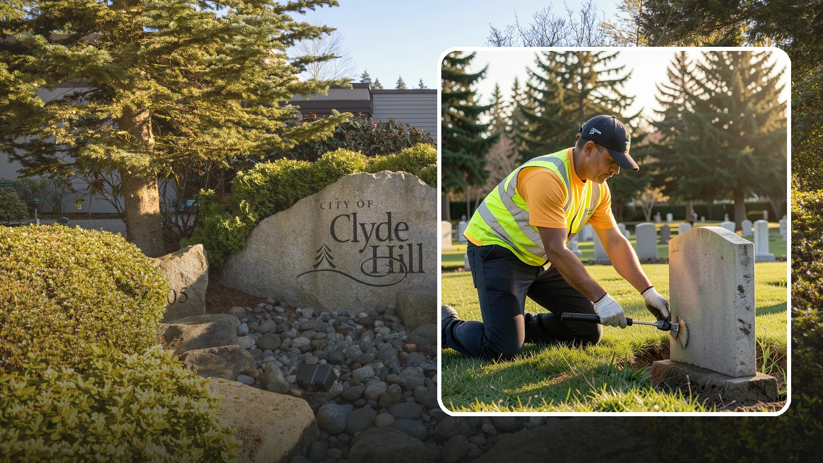 Headstone Cleaning in Clyde Hill, King County, WA - Gentle, professional cleaning of headstones and grave markers for Western Washington cemeteries.