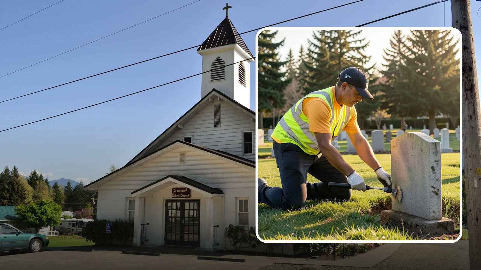 Headstone Cleaning in Concrete, Skagit County, WA - Gentle, professional cleaning of headstones and grave markers for Western Washington cemeteries.