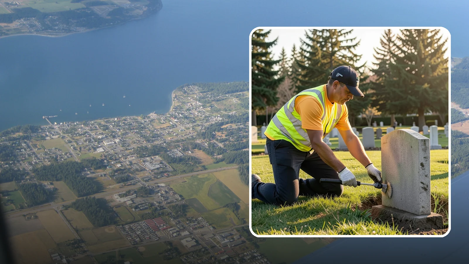 Headstone Cleaning in Coupeville, Island County, WA - Gentle, professional cleaning of headstones and grave markers for Western Washington cemeteries.
