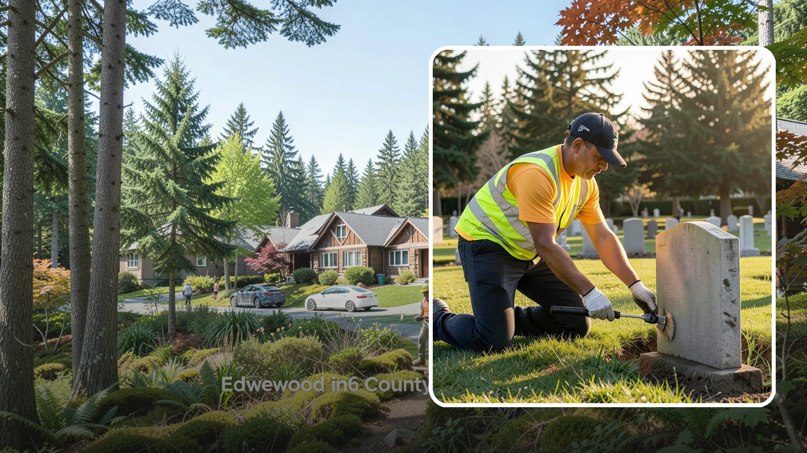 Headstone Cleaning in Edgewood, Pierce County, WA - Gentle, professional cleaning of headstones and grave markers for Western Washington cemeteries.