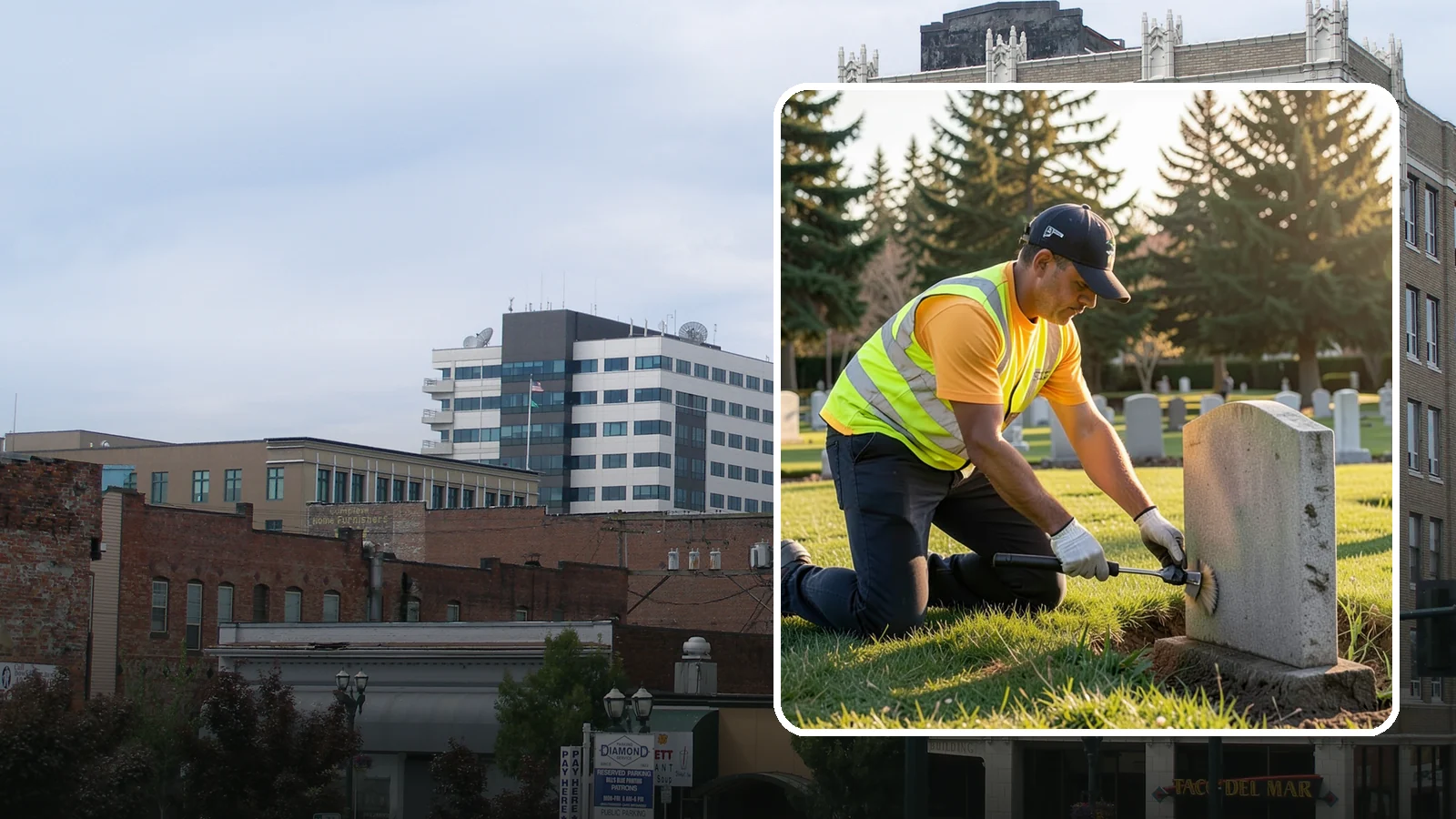 Headstone Cleaning in Everett, Snohomish County, WA - Gentle, professional cleaning of headstones and grave markers for Western Washington cemeteries.