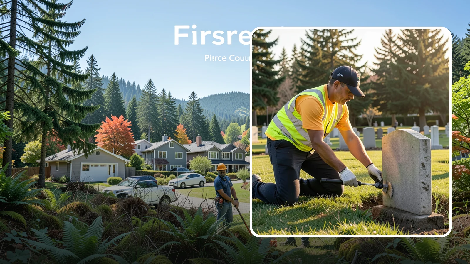 Headstone Cleaning in Fircrest, Pierce County, WA - Gentle, professional cleaning of headstones and grave markers for Western Washington cemeteries.
