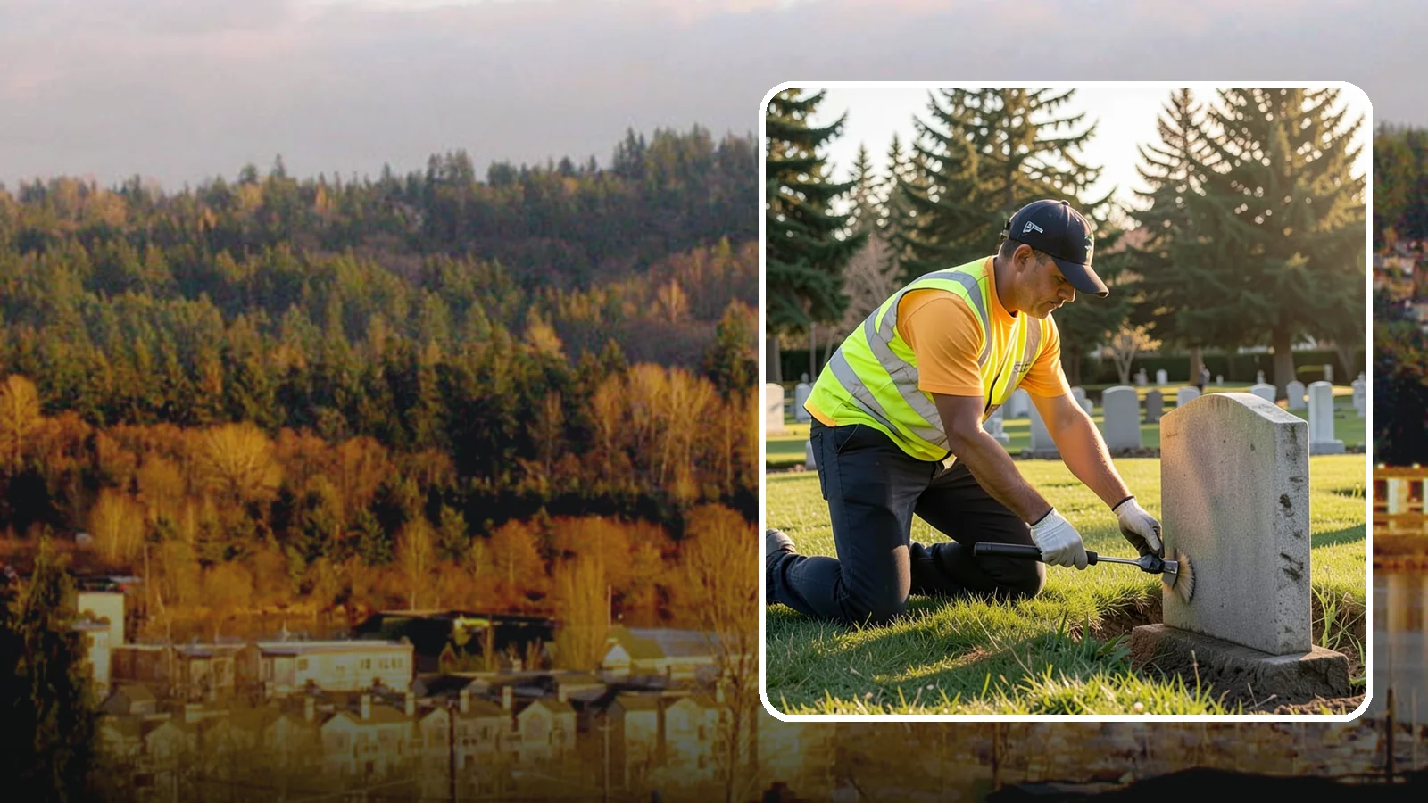 Headstone Cleaning in Kenmore, King County, WA - Gentle, professional cleaning of headstones and grave markers for Western Washington cemeteries.