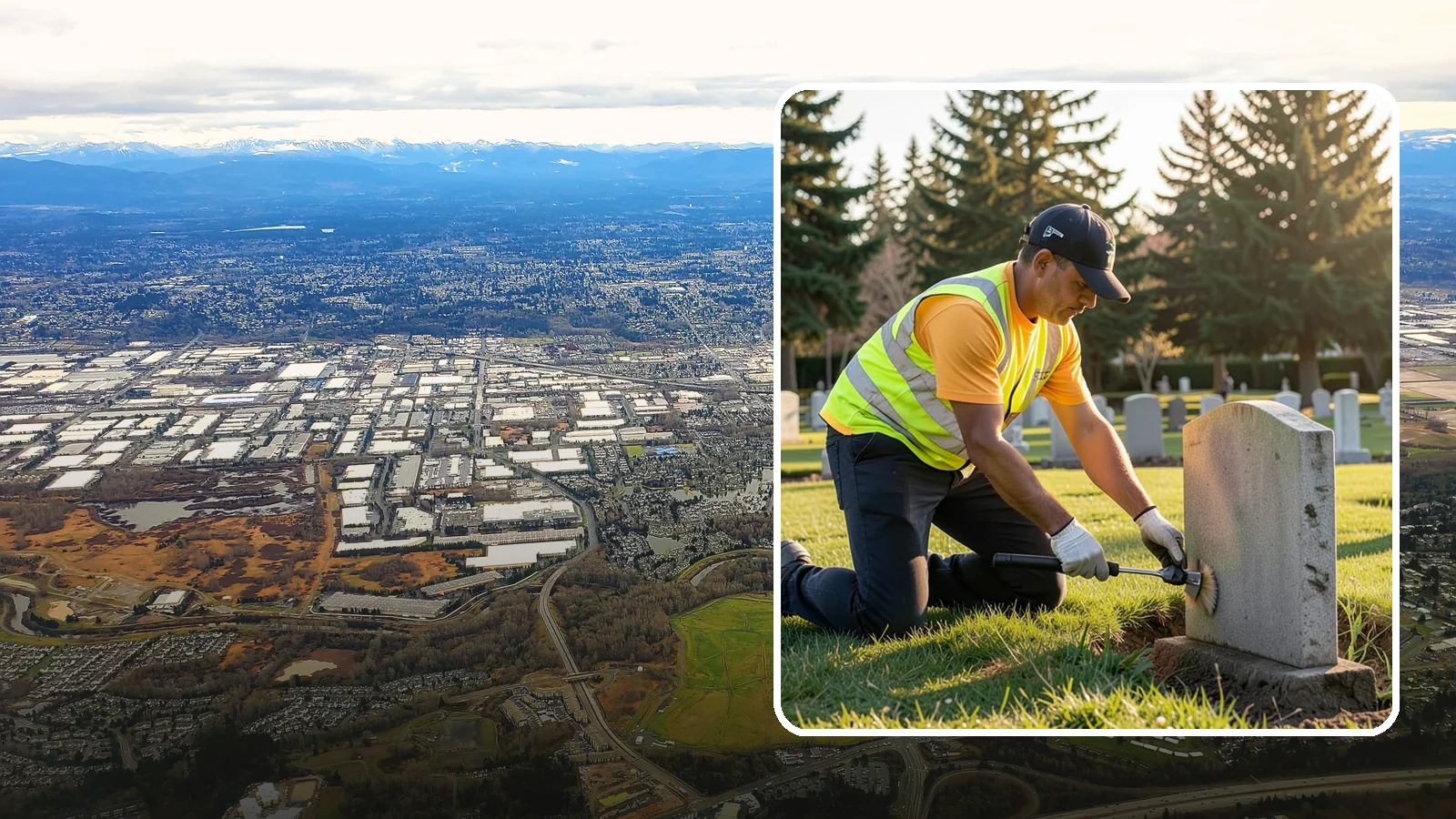 Headstone Cleaning in Kent, King County, WA - Gentle, professional cleaning of headstones and grave markers for Western Washington cemeteries.