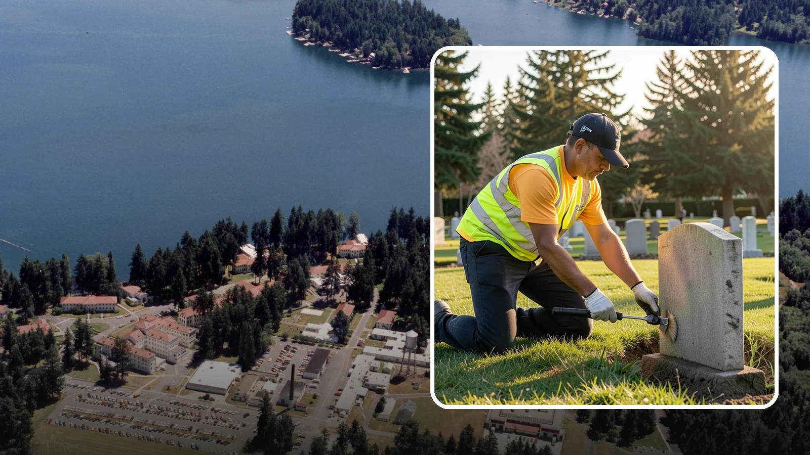 Headstone Cleaning in Lakewood, Pierce County, WA - Gentle, professional cleaning of headstones and grave markers for Western Washington cemeteries.