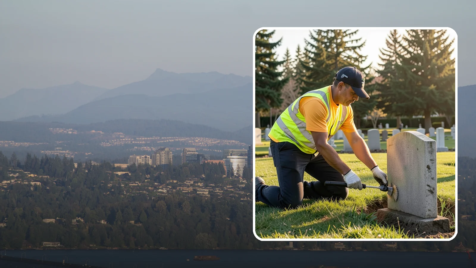 Headstone Cleaning in Medina, King County, WA - Gentle, professional cleaning of headstones and grave markers for Western Washington cemeteries.