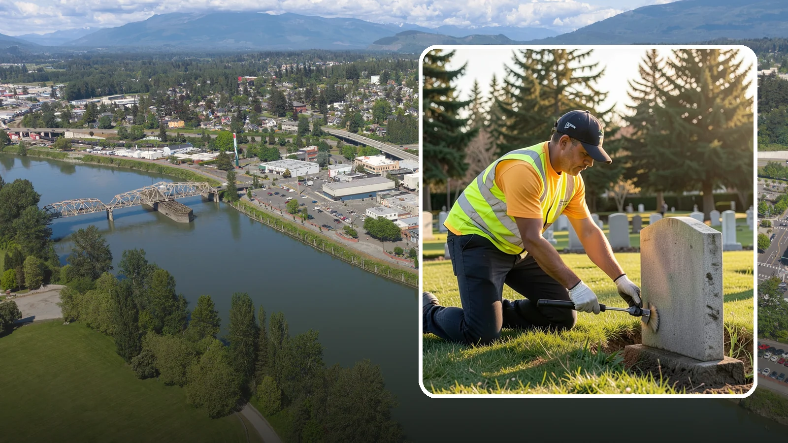 Headstone Cleaning in Mount Vernon, Skagit County, WA - Gentle, professional cleaning of headstones and grave markers for Western Washington cemeteries.