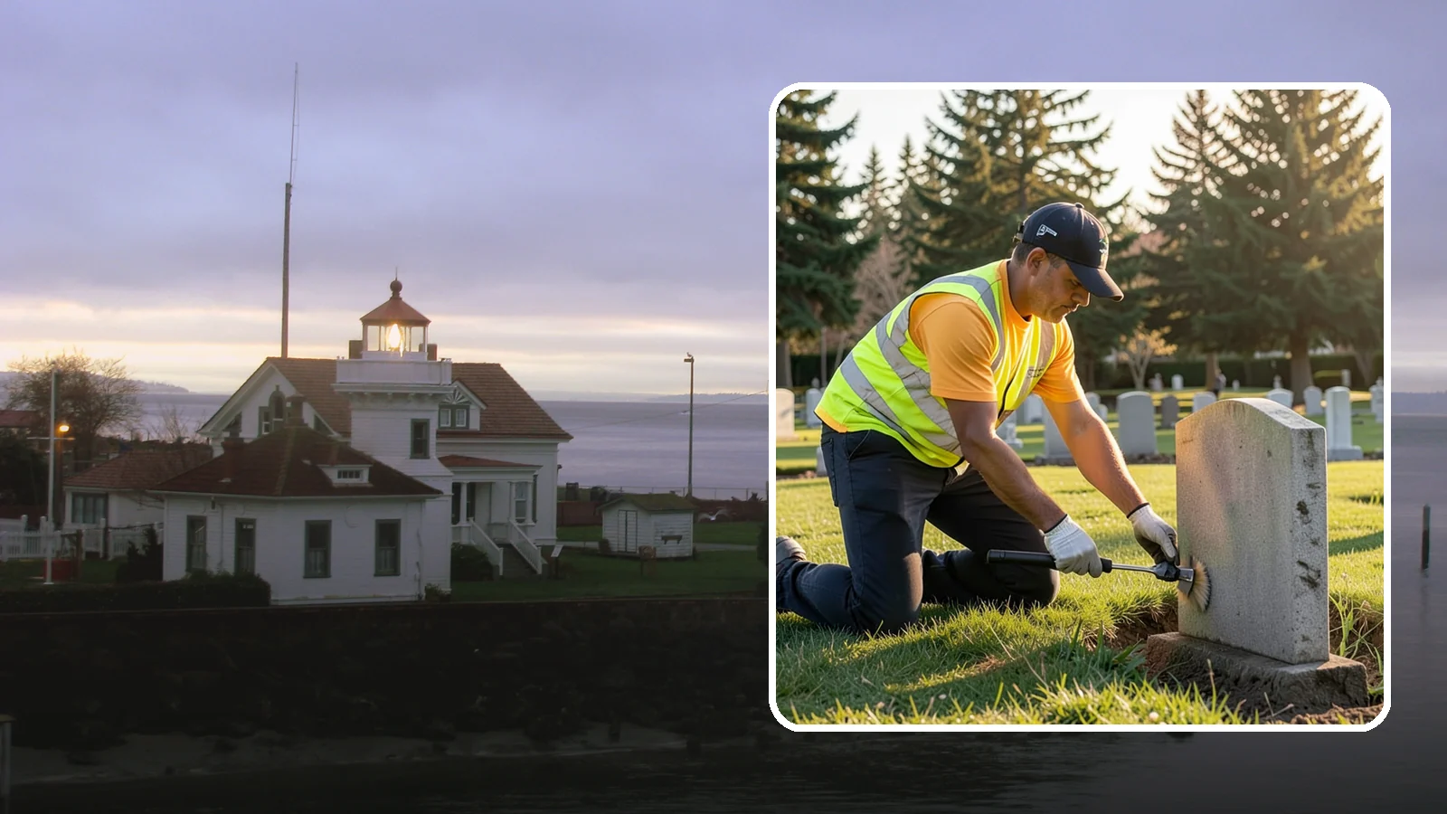 Headstone Cleaning in Mukilteo, Snohomish County, WA - Gentle, professional cleaning of headstones and grave markers for Western Washington cemeteries.