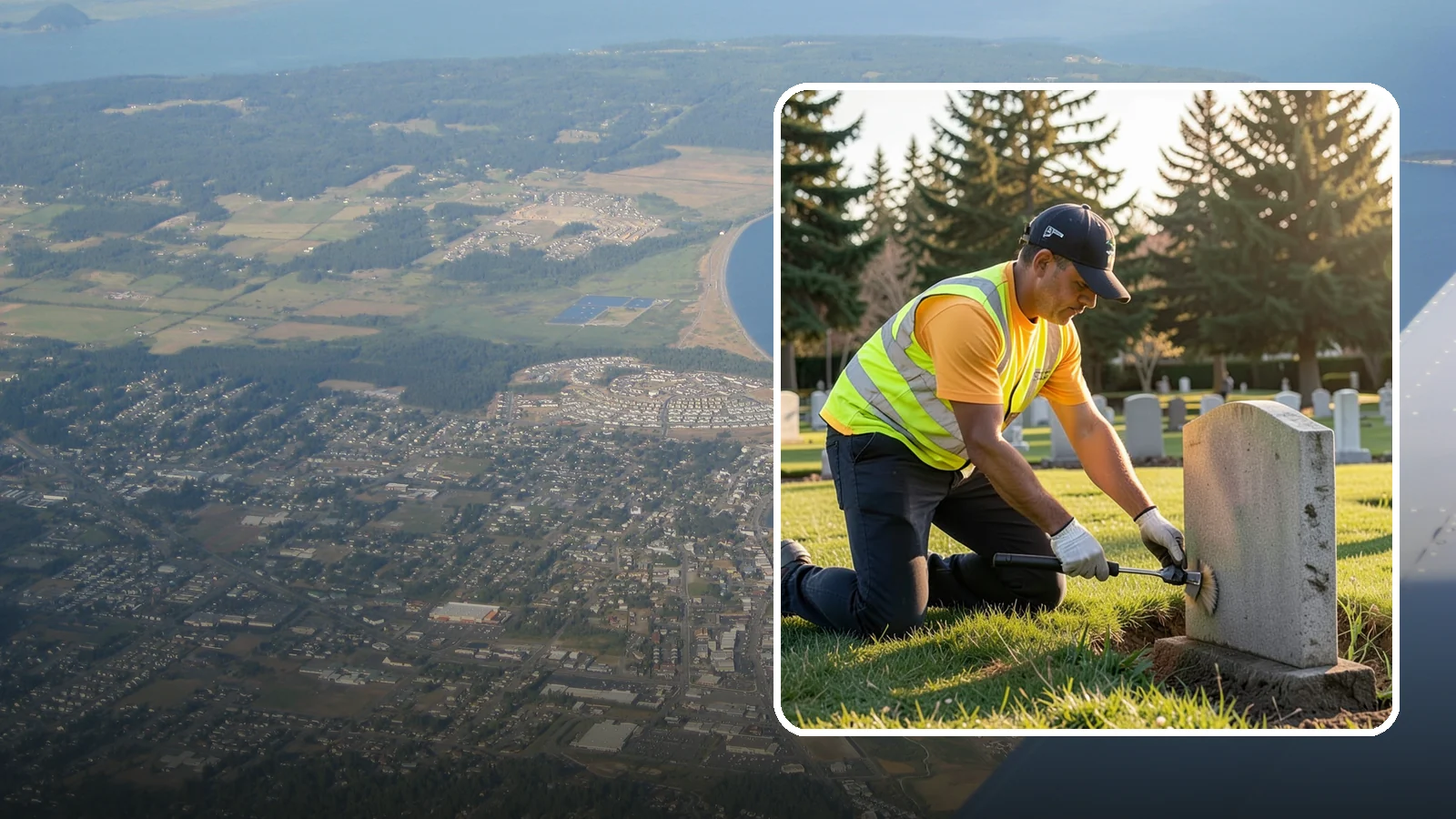 Headstone Cleaning in Oak Harbor, Island County, WA - Gentle, professional cleaning of headstones and grave markers for Western Washington cemeteries.