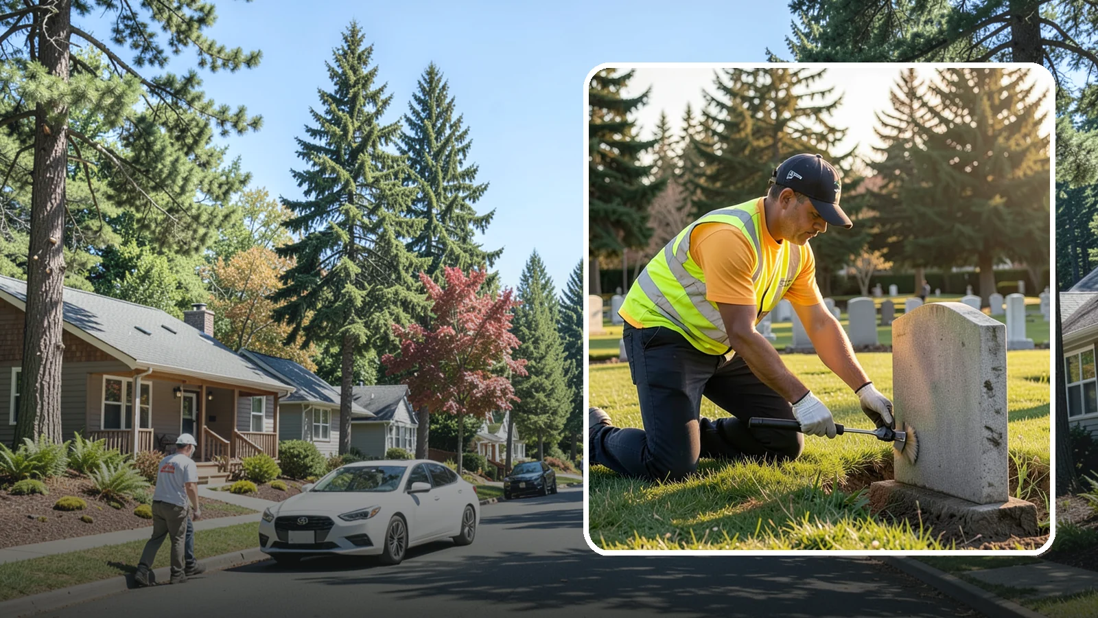 Headstone Cleaning in Orting, Pierce County, WA - Gentle, professional cleaning of headstones and grave markers for Western Washington cemeteries.