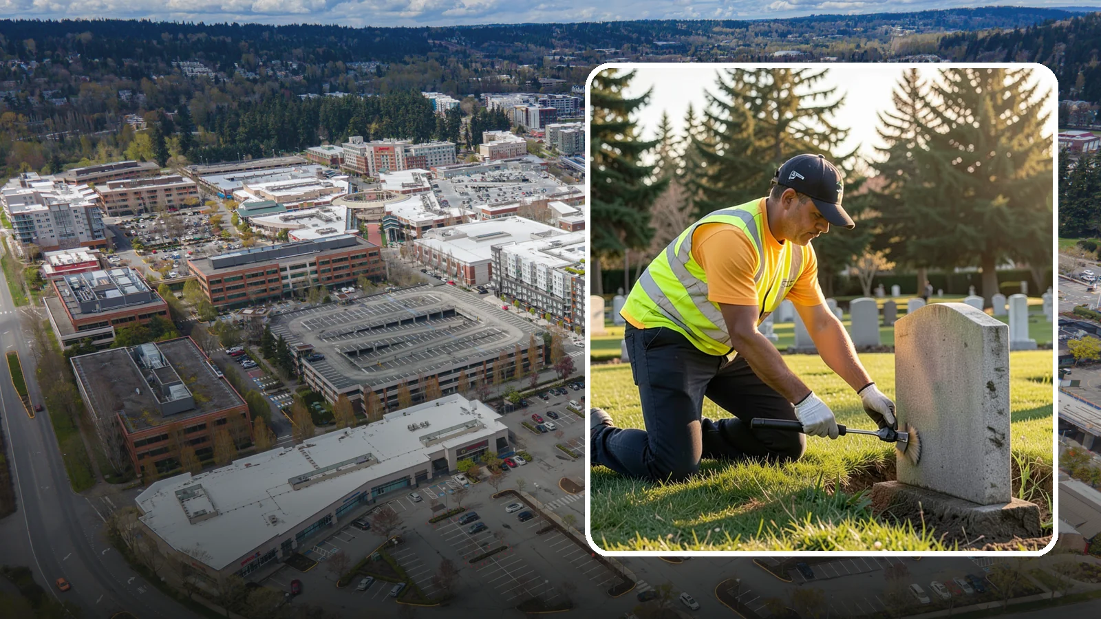 Headstone Cleaning in Redmond, King County, WA - Gentle, professional cleaning of headstones and grave markers for Western Washington cemeteries.