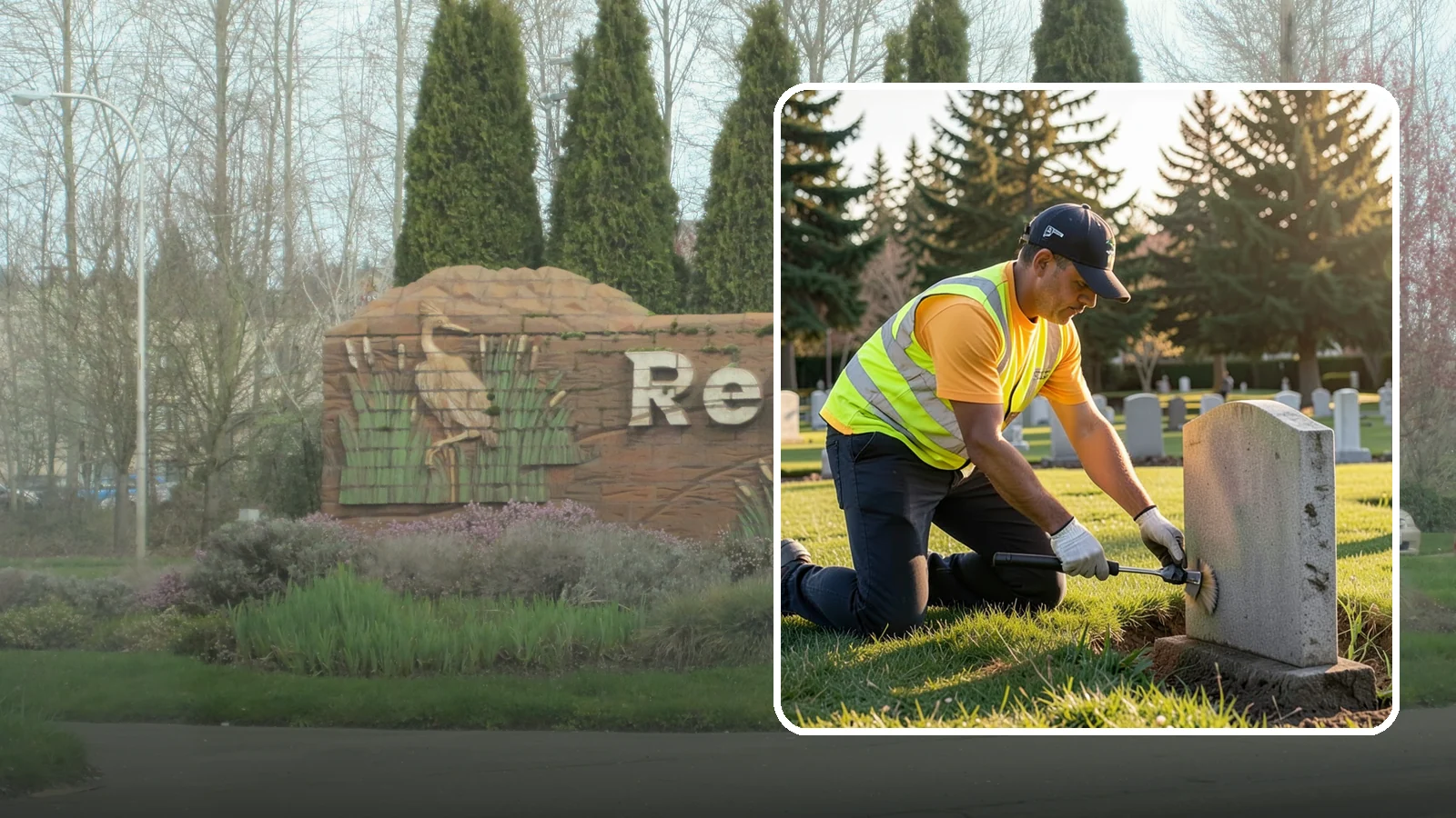 Headstone Cleaning in Renton, King County, WA - Gentle, professional cleaning of headstones and grave markers for Western Washington cemeteries.