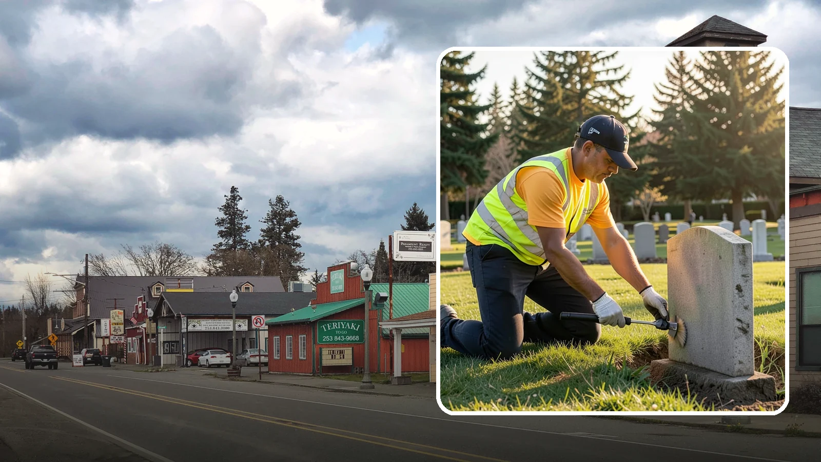 Headstone Cleaning in Roy, Pierce County, WA - Gentle, professional cleaning of headstones and grave markers for Western Washington cemeteries.