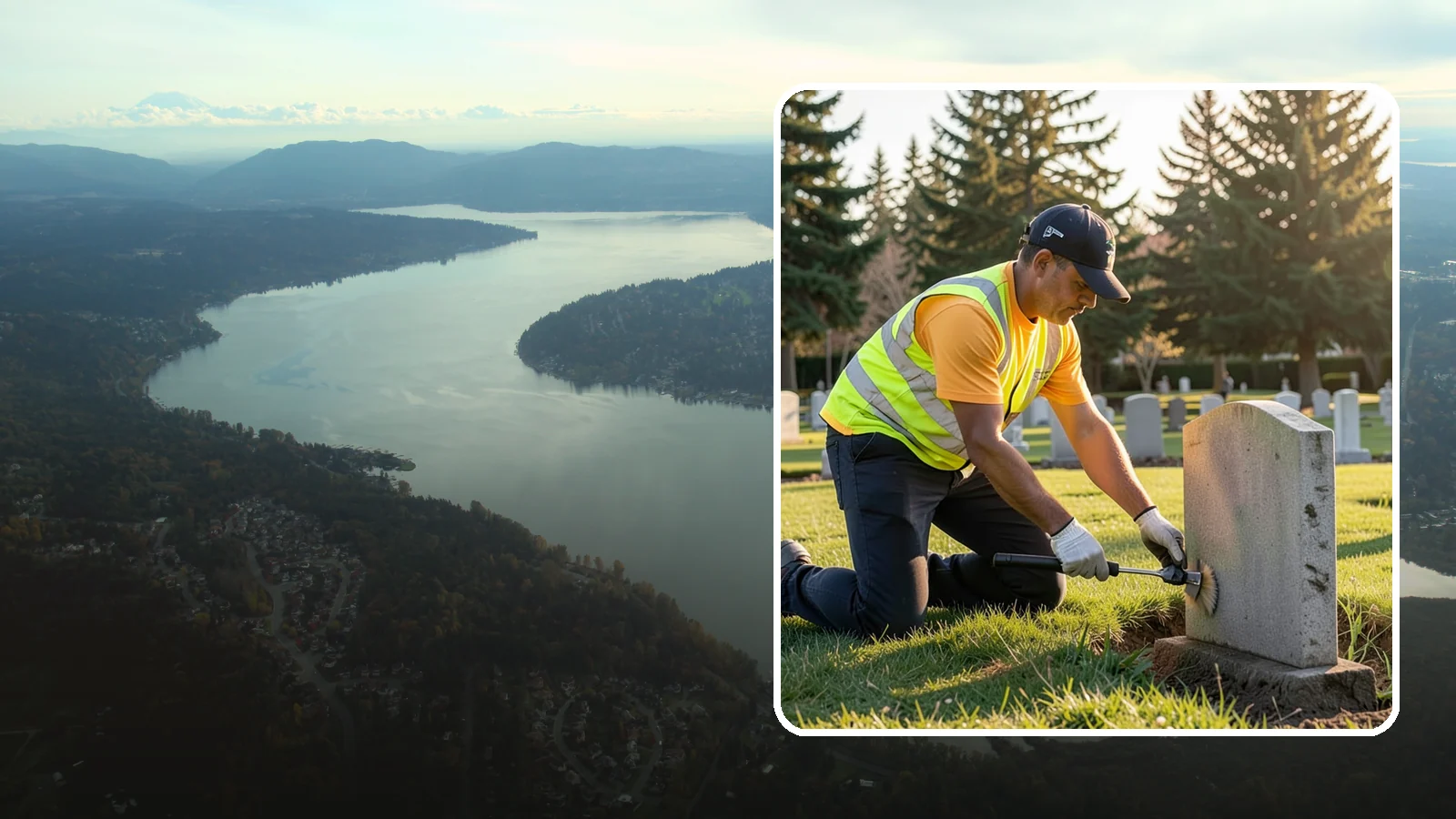Headstone Cleaning in Sammamish, King County, WA - Gentle, professional cleaning of headstones and grave markers for Western Washington cemeteries.