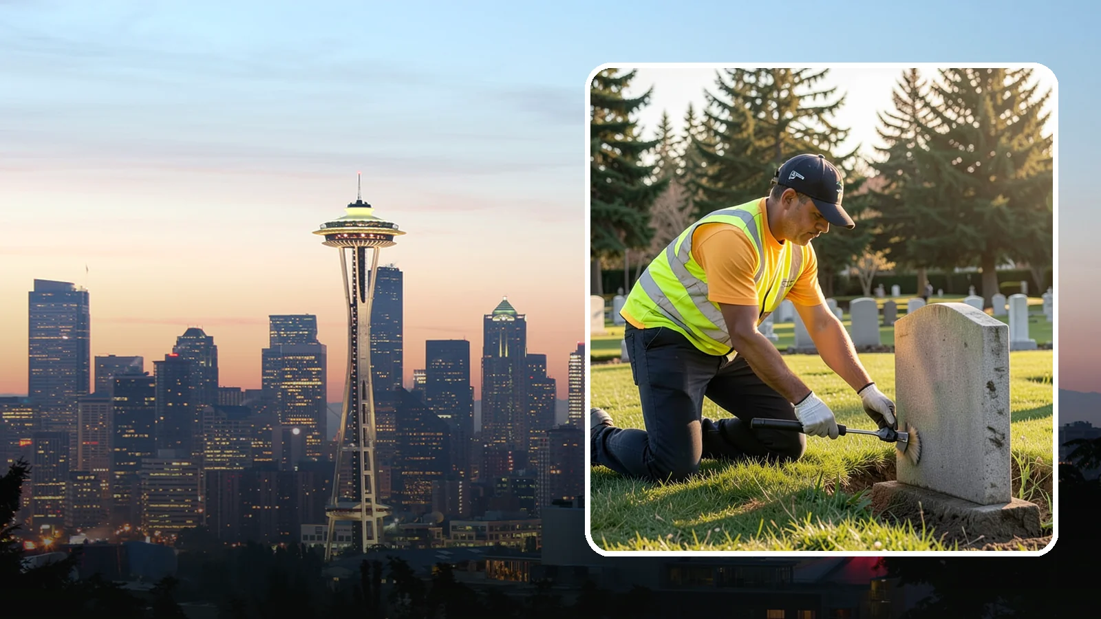 Headstone Cleaning in Seattle, King County, WA - Gentle, professional cleaning of headstones and grave markers for Western Washington cemeteries.