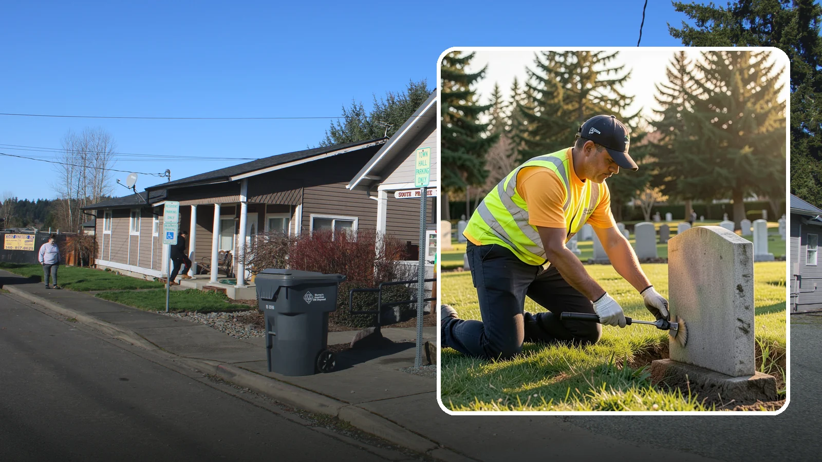 Headstone Cleaning in South Prairie, Pierce County, WA - Gentle, professional cleaning of headstones and grave markers for Western Washington cemeteries.