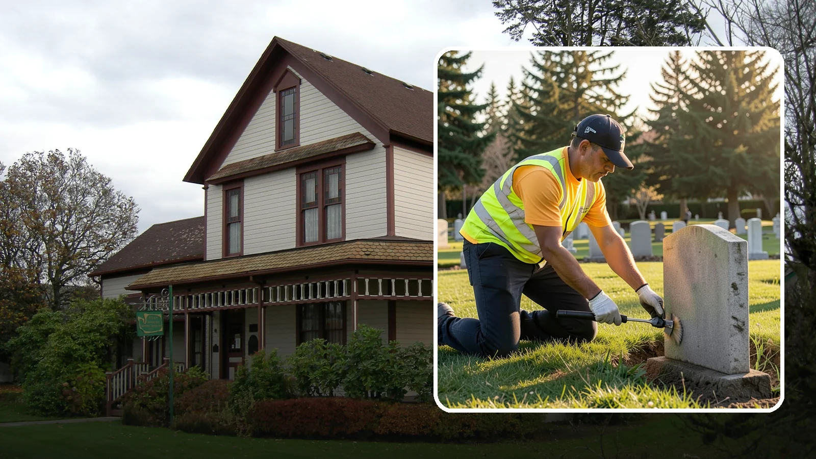 Headstone Cleaning in Sumner, Pierce County, WA - Gentle, professional cleaning of headstones and grave markers for Western Washington cemeteries.