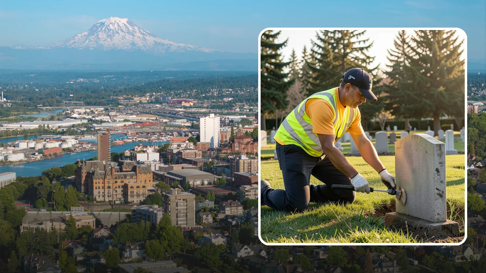 Headstone Cleaning in Tacoma, Pierce County, WA - Gentle, professional cleaning of headstones and grave markers for Western Washington cemeteries.