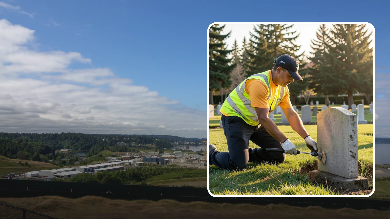 Headstone Cleaning in University Place, Pierce County, WA - Gentle, professional cleaning of headstones and grave markers for Western Washington cemeteries.