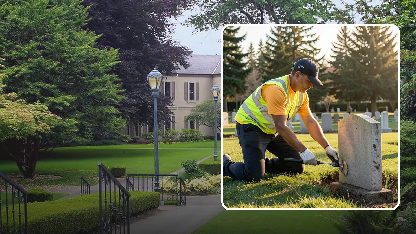 Headstone Cleaning in Woodinville, King County, WA - Gentle, professional cleaning of headstones and grave markers for Western Washington cemeteries.
