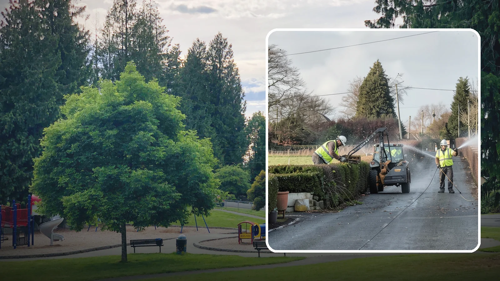 Hedge Trimming in Bonney Lake, Pierce County, WA - Precise hedge trimming that maintains clean lines, healthy density, and clear sightlines on public property.