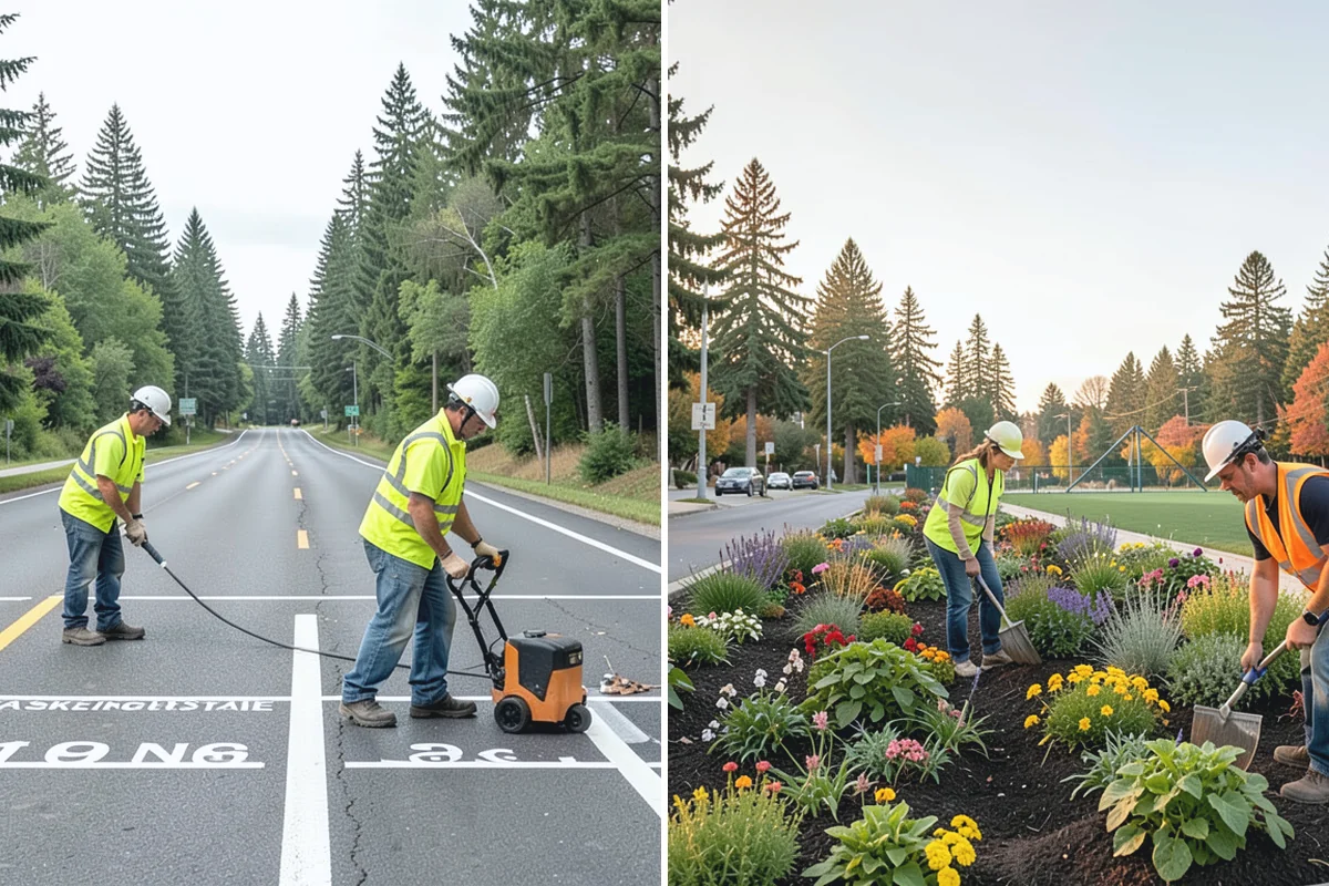 Hedge Trimming in South Prairie, Pierce County, WA - Map hedge locations and set target dimensions and lines