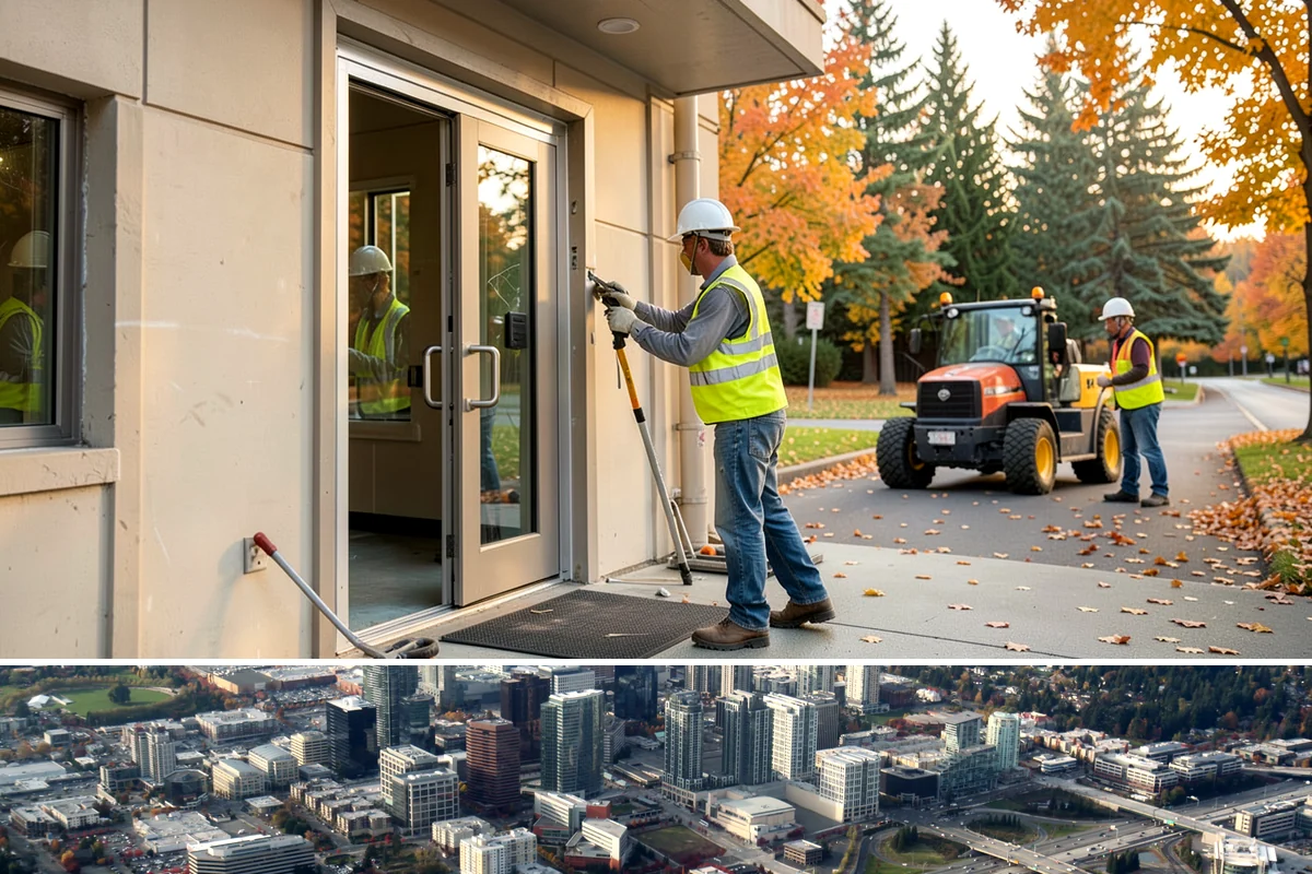 HOA Common Area Maintenance in Bellevue, King County, WA - Mowing and bed detailing intensify from late spring through early fall, tapering to leaf cleanup as autumn arrives.